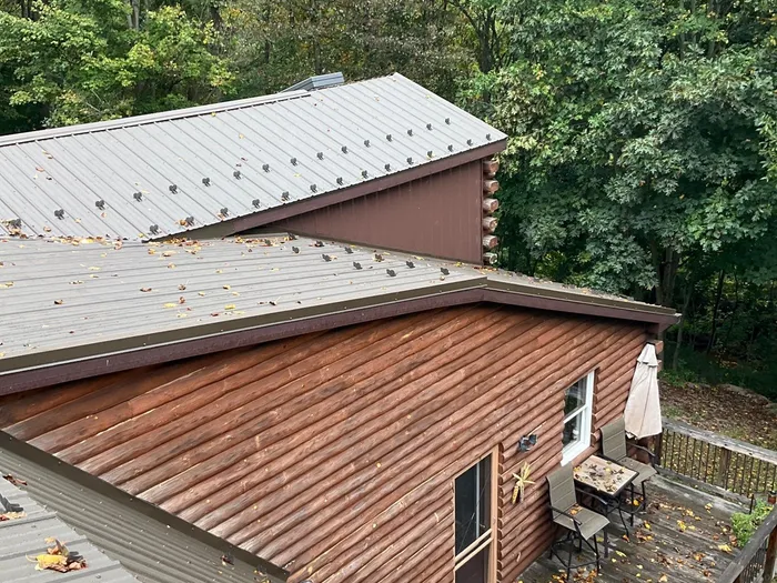 Log Cabin Standing Seam Metal Roof and Skylight Replacement
