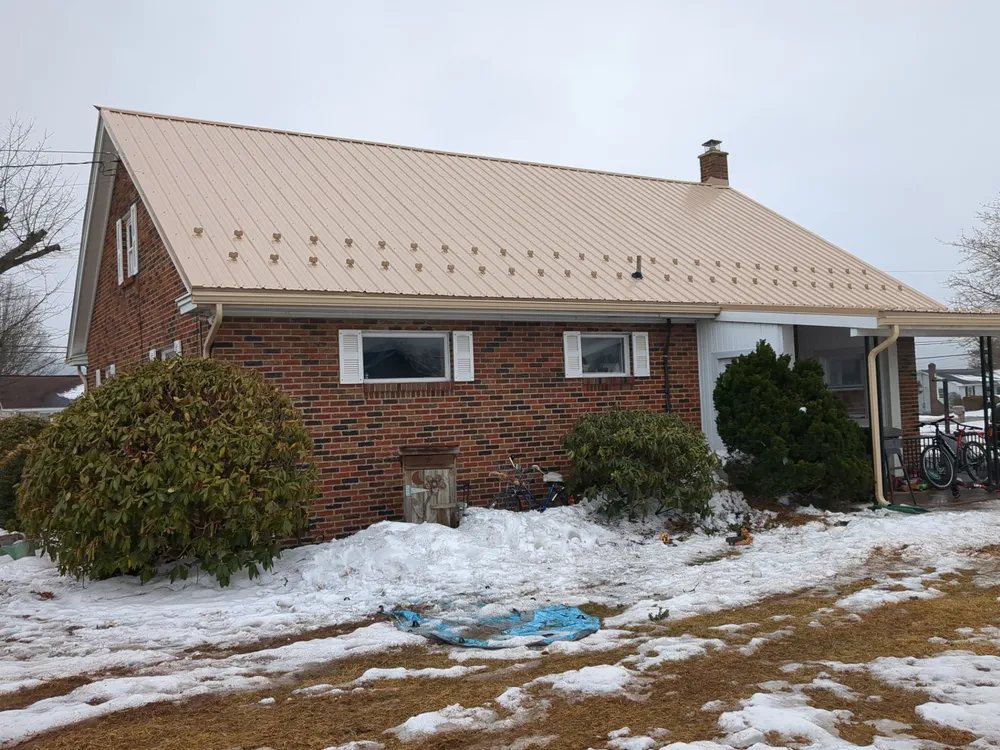 Tan Metal Roof and Gutter Replacement for Valley View Home, Valley View, PA, photo 5