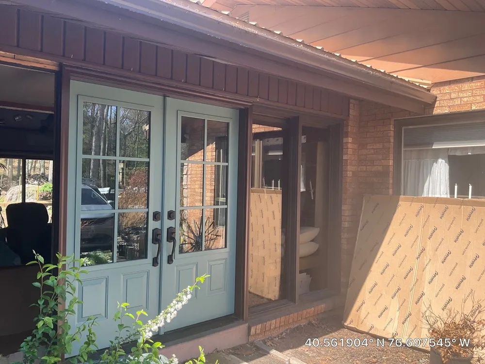 Sage Green Entry Door Replacement and Window Installation in Lykens, Lykens, PA, photo 3