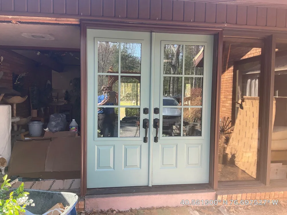Sage Green Entry Door Replacement and Window Installation in Lykens, Lykens, PA, photo 4