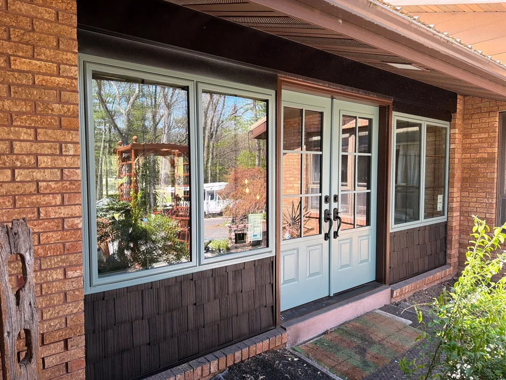 Sage Green Entry Door Replacement and Window Installation in Lykens, Lykens, PA, photo 1