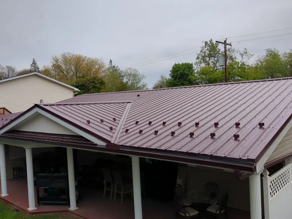 Maroon ABM Metal Roof Replacement and Gutter Installation in Shenandoah, Shenandoah, PA, photo 2